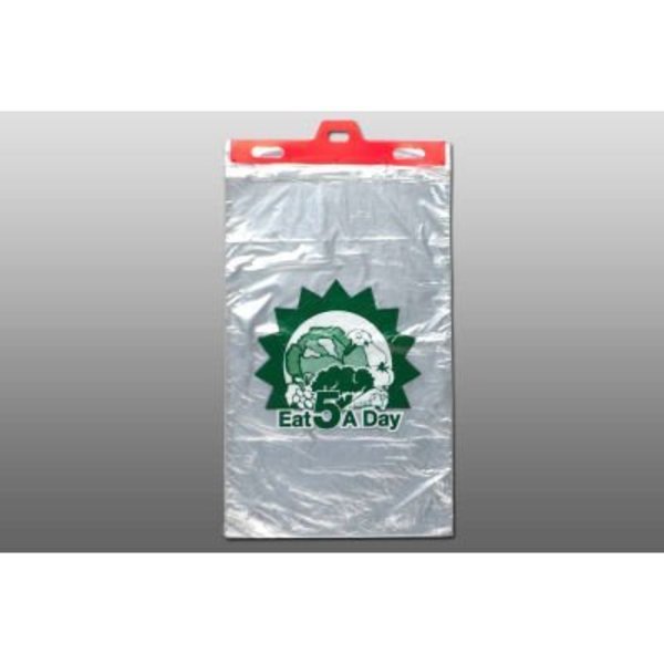 Lk Packaging Printed Produce Bags, "Eat 5 A Day", 11"W x 17"L, .55 Mil, Clear, 2000/Pack E1117LLD-D5
